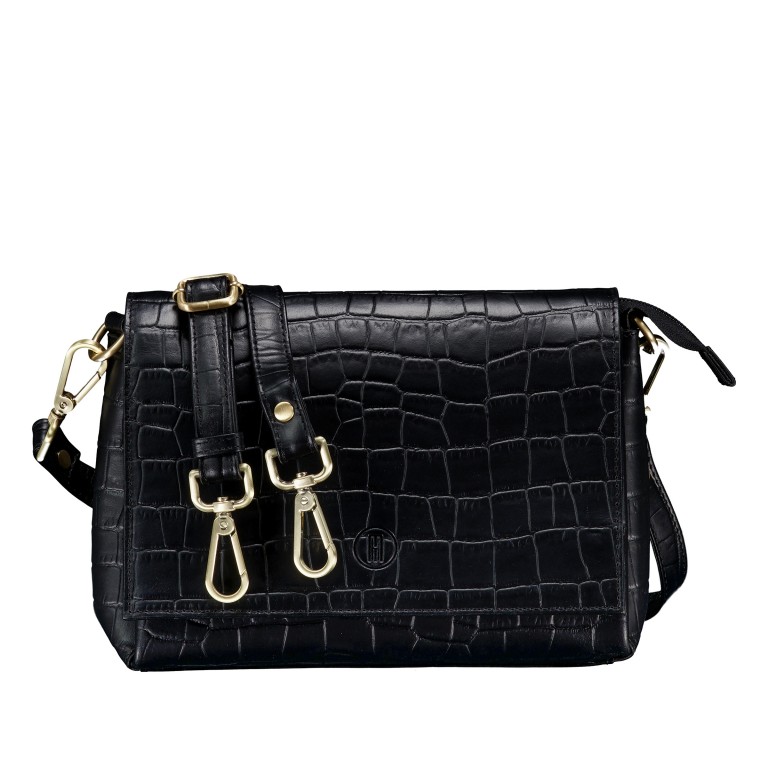 Umhängetasche Kroko Black, Farbe: schwarz, Marke: Hausfelder Manufaktur, EAN: 4065646025912, Abmessungen in cm: 22.5x17x8.8, Bild 1 von 8