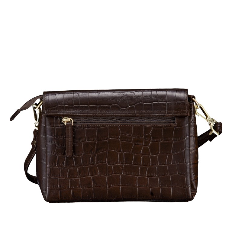 Umhängetasche Kroko Dark Brown, Farbe: braun, Marke: Hausfelder Manufaktur, EAN: 4065646025929, Abmessungen in cm: 22.5x17x8.8, Bild 3 von 8