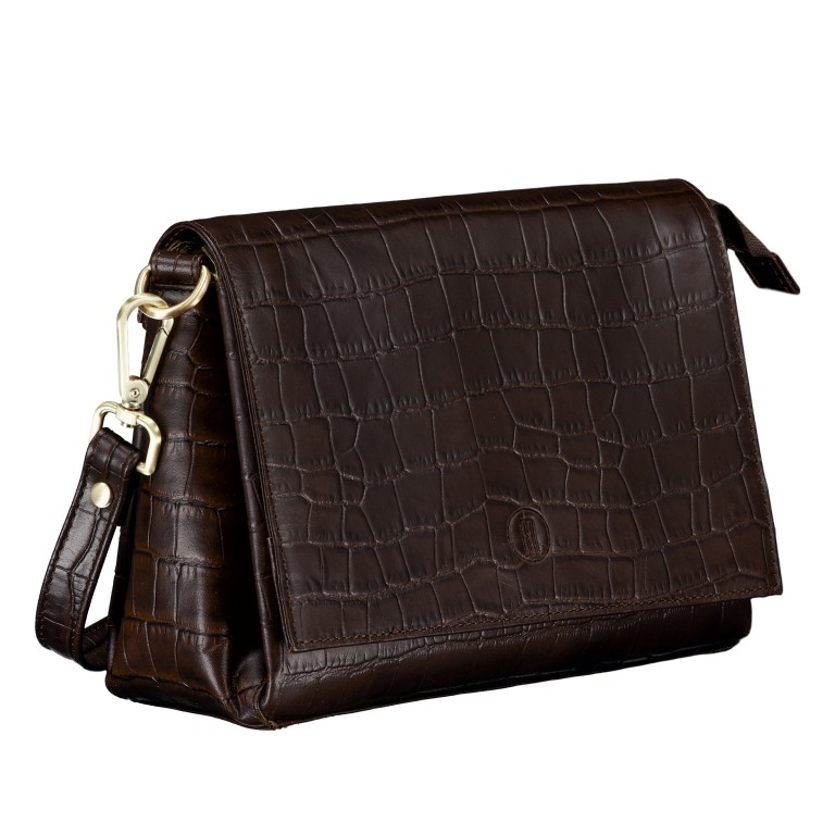 Umhängetasche Kroko Dark Brown, Farbe: braun, Marke: Hausfelder Manufaktur, EAN: 4065646025929, Abmessungen in cm: 22.5x17x8.8, Bild 2 von 8