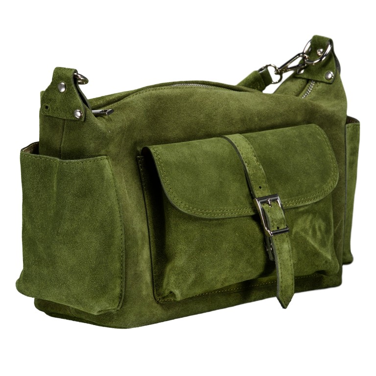 Beuteltasche Velours Utility Bag Oliv, Farbe: grün/oliv, Marke: Hausfelder Manufaktur, EAN: 4065646027916, Abmessungen in cm: 36x19x15, Bild 2 von 7