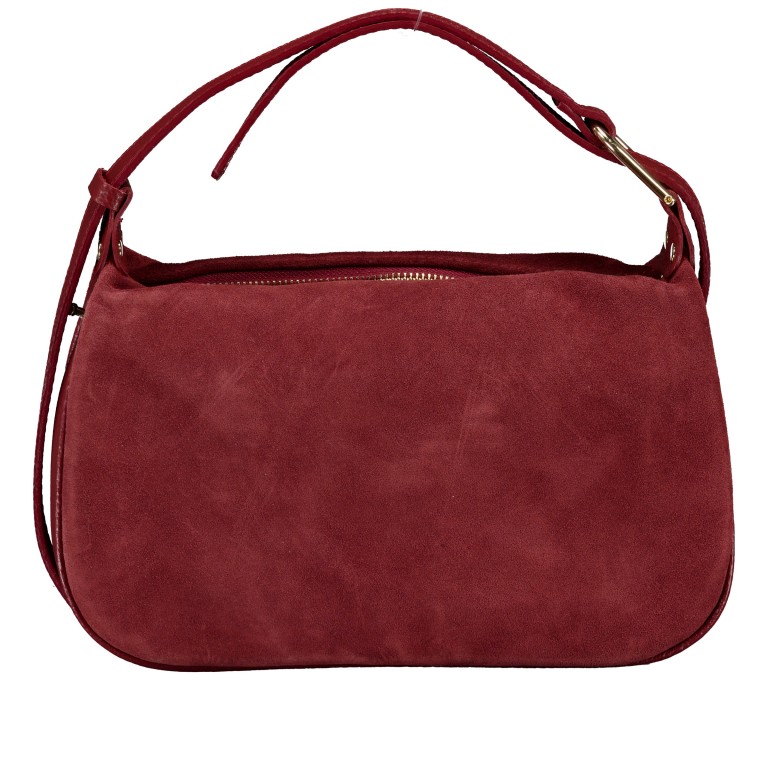 Umhängetasche Velours Weinrot, Farbe: rot/weinrot, Marke: Hausfelder Manufaktur, EAN: 4065646027954, Abmessungen in cm: 28x17x9.5, Bild 3 von 7
