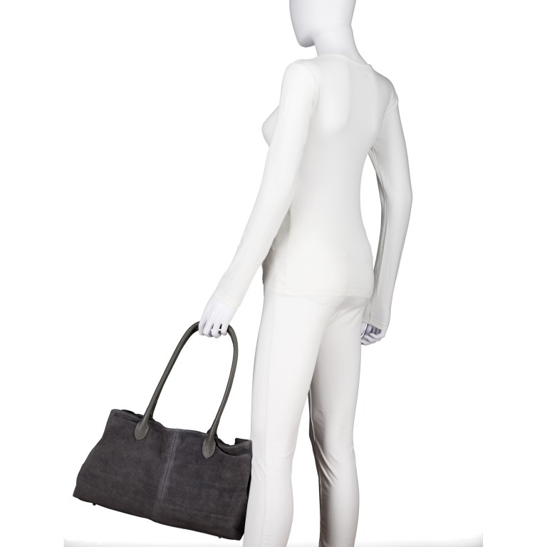 Shopper Velours variabel in der Form Dunkelgrau, Farbe: grau, Marke: Hausfelder Manufaktur, EAN: 4065646028036, Abmessungen in cm: 40x25x10.5, Bild 5 von 9