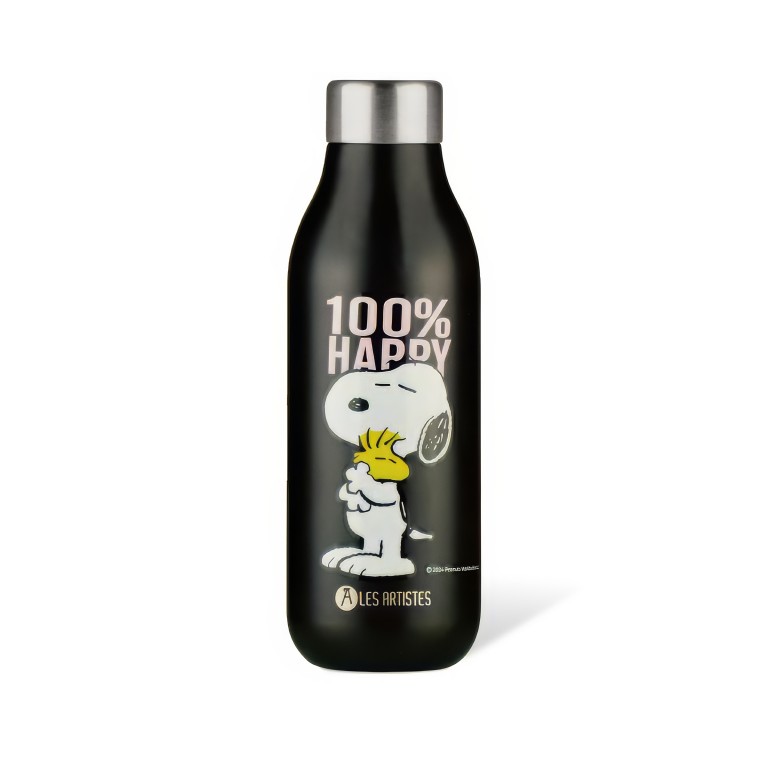 Trinkflasche Volumen 500 ml Happy Snoopy, Farbe: schwarz, Marke: Les Artistes, EAN: 3614300043758, Abmessungen in cm: 0x22.5x0, Bild 1 von 1
