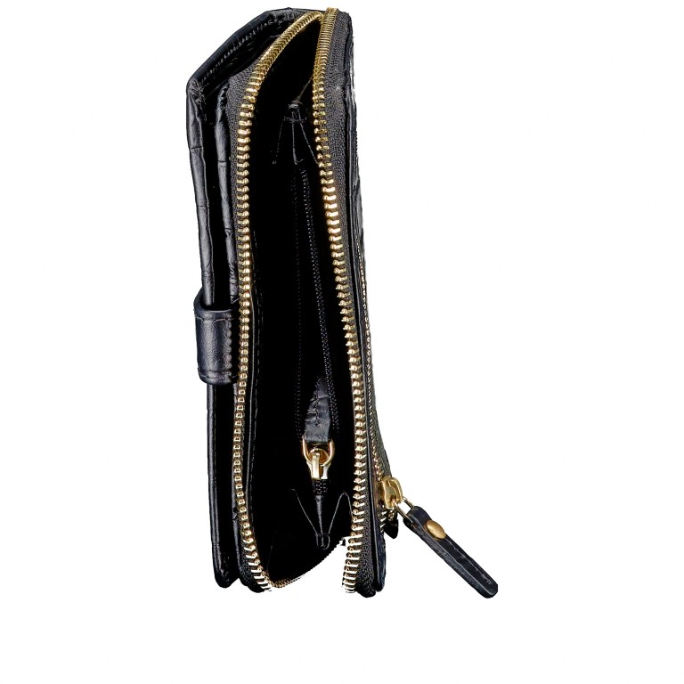 Geldbörse Kroko mit RFID-Schutz Black, Farbe: schwarz, Marke: Hausfelder Manufaktur, EAN: 4065646026193, Abmessungen in cm: 10.5x15.5x3, Bild 5 von 5