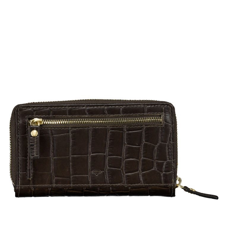 Geldbörse Kroko mit RFID-Schutz Dark Brown, Farbe: braun, Marke: Hausfelder Manufaktur, EAN: 4065646026209, Abmessungen in cm: 10.5x15.5x3, Bild 3 von 5