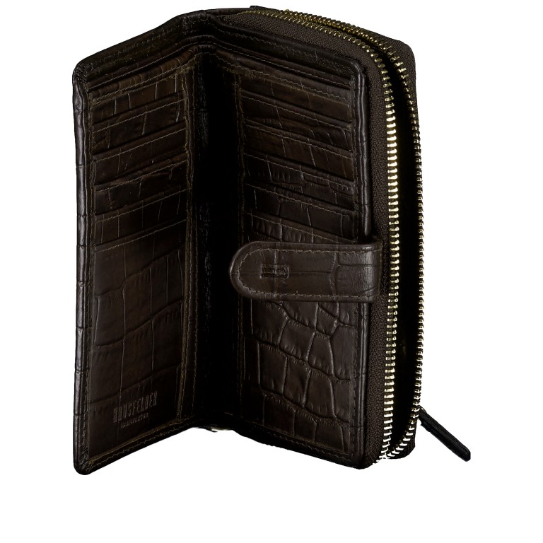 Geldbörse Kroko mit RFID-Schutz Dark Brown, Farbe: braun, Marke: Hausfelder Manufaktur, EAN: 4065646026209, Abmessungen in cm: 10.5x15.5x3, Bild 4 von 5