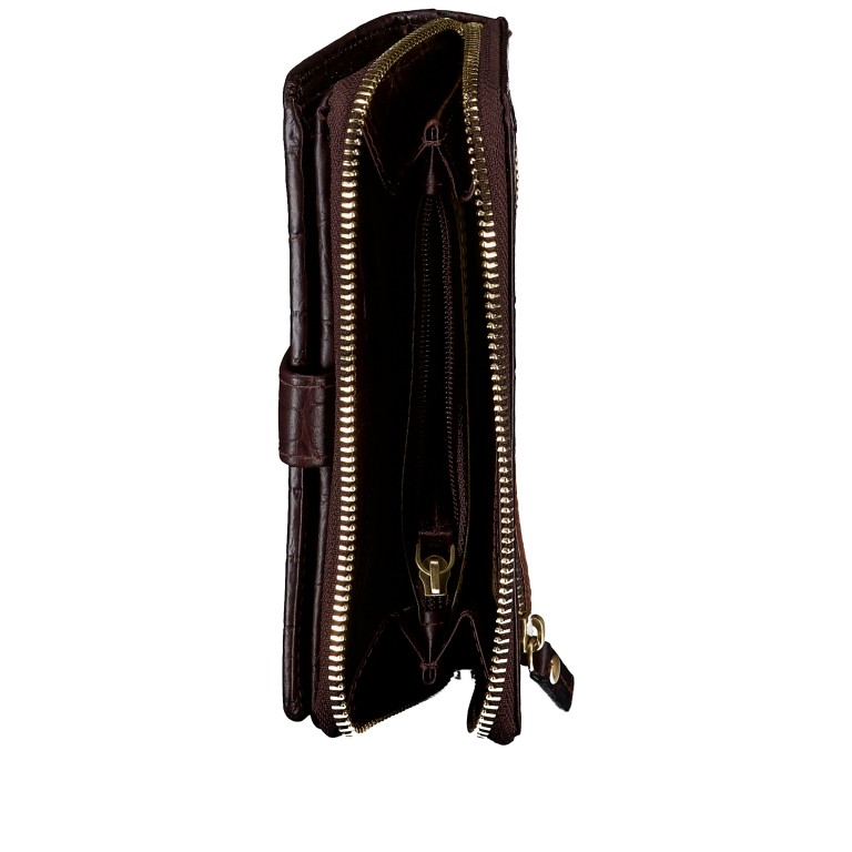 Geldbörse Kroko mit RFID-Schutz Dark Brown, Farbe: braun, Marke: Hausfelder Manufaktur, EAN: 4065646026209, Abmessungen in cm: 10.5x15.5x3, Bild 5 von 5