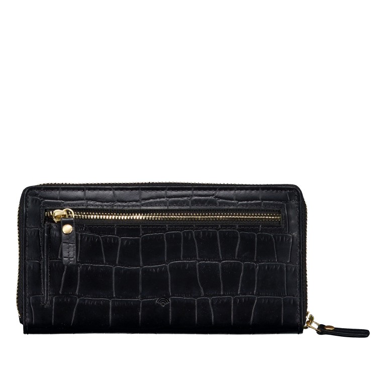 Geldbörse Kroko mit RFID-Schutz Black, Farbe: schwarz, Marke: Hausfelder Manufaktur, EAN: 4065646026216, Abmessungen in cm: 19x10x2.5, Bild 3 von 4