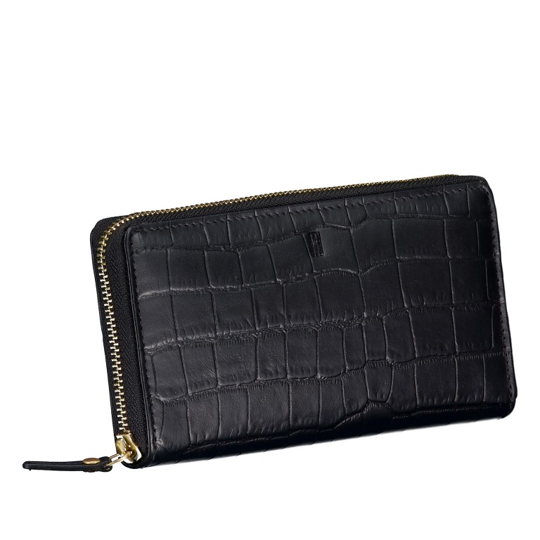 Geldbörse Kroko mit RFID-Schutz Black, Farbe: schwarz, Marke: Hausfelder Manufaktur, EAN: 4065646026216, Abmessungen in cm: 19x10x2.5, Bild 2 von 4
