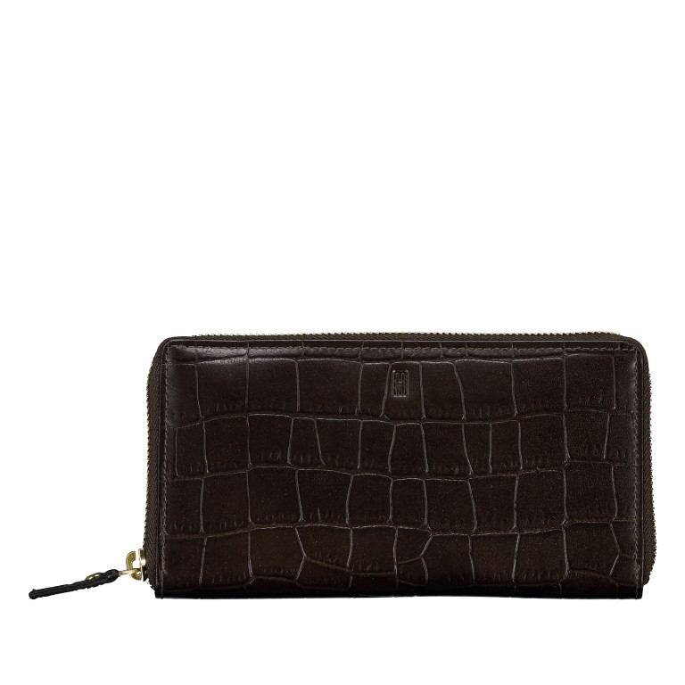 Geldbörse Kroko mit RFID-Schutz Dark Brown, Farbe: braun, Marke: Hausfelder Manufaktur, EAN: 4065646026223, Abmessungen in cm: 19x10x2.5, Bild 1 von 4