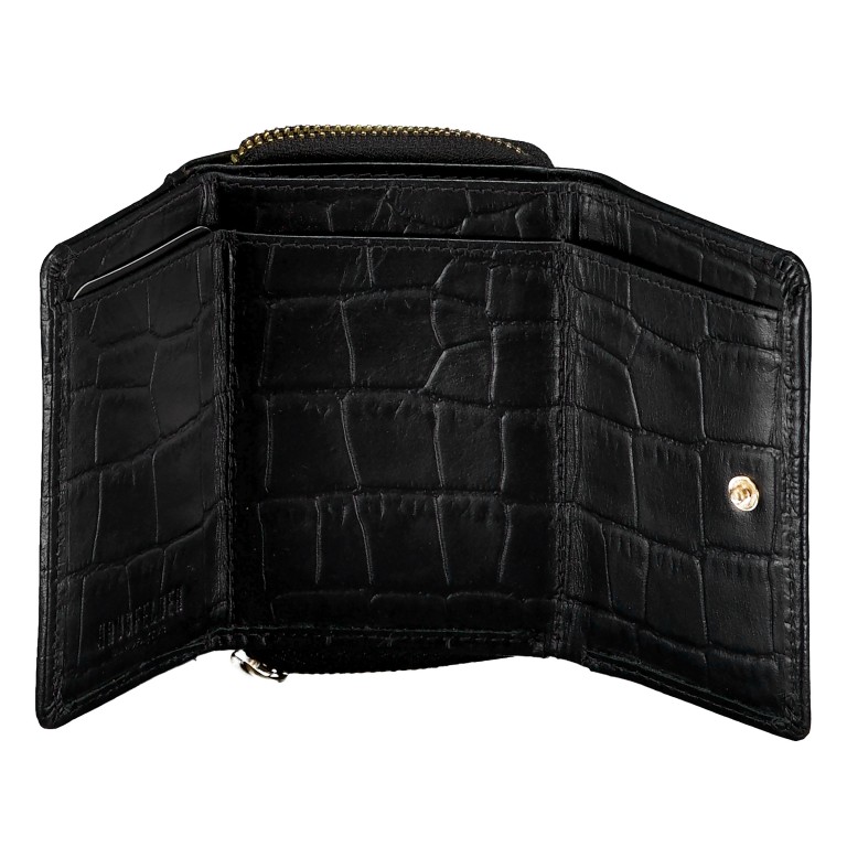 Geldbörse Kroko mit RFID-Schutz Black, Farbe: schwarz, Marke: Hausfelder Manufaktur, EAN: 4065646026230, Abmessungen in cm: 10.2x7.5x2.5, Bild 4 von 5