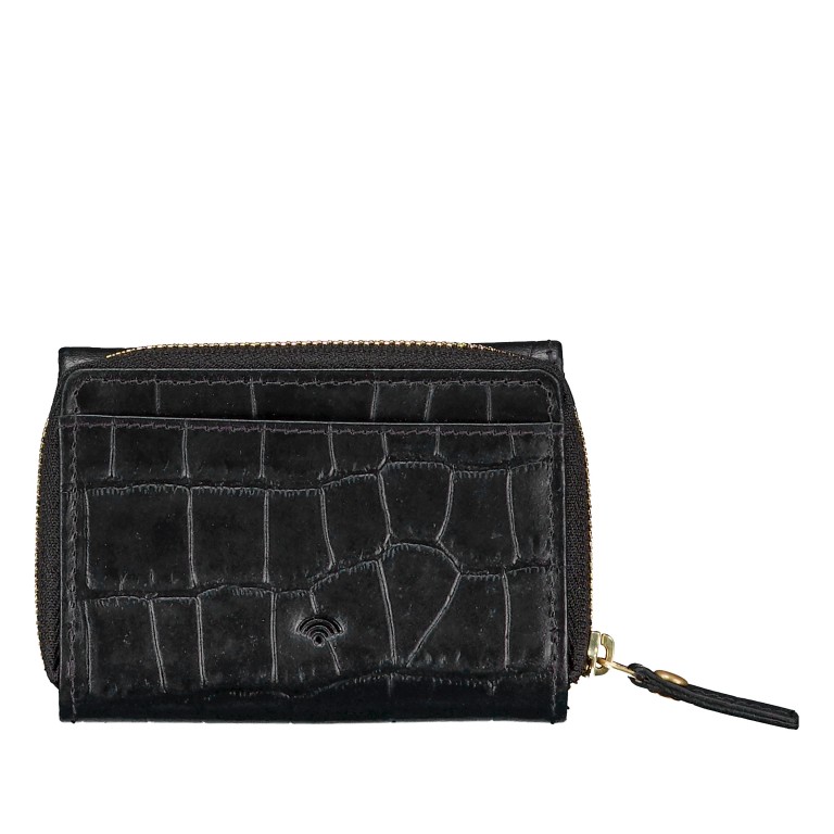 Geldbörse Kroko mit RFID-Schutz Black, Farbe: schwarz, Marke: Hausfelder Manufaktur, EAN: 4065646026230, Abmessungen in cm: 10.2x7.5x2.5, Bild 3 von 5