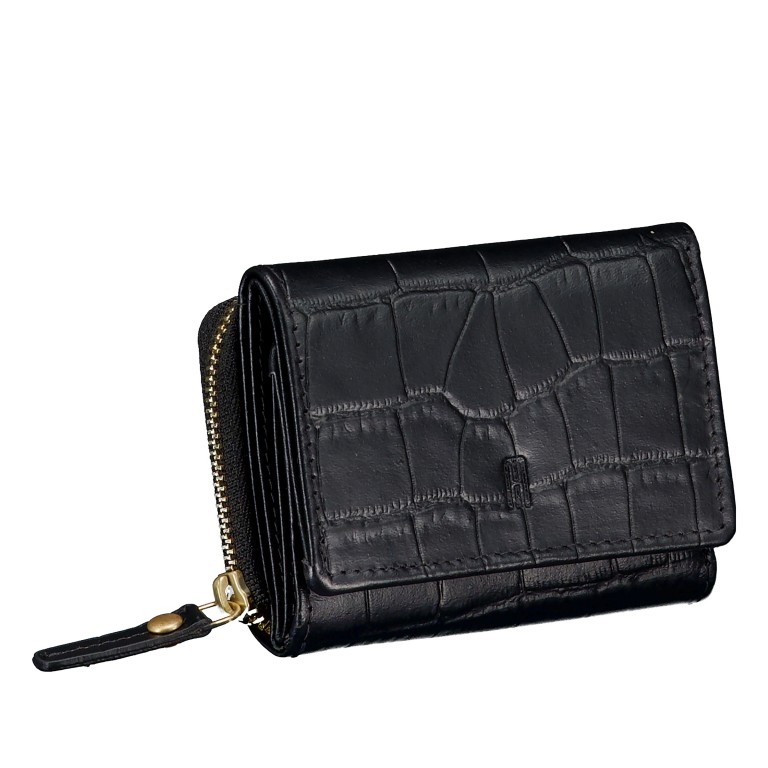 Geldbörse Kroko mit RFID-Schutz Black, Farbe: schwarz, Marke: Hausfelder Manufaktur, EAN: 4065646026230, Abmessungen in cm: 10.2x7.5x2.5, Bild 2 von 5