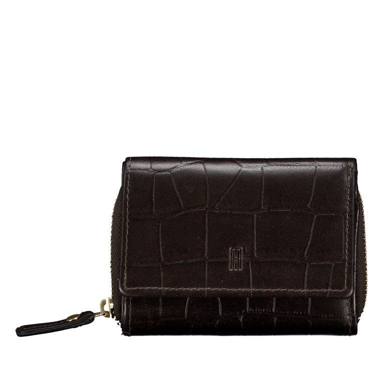 Geldbörse Kroko mit RFID-Schutz Dark Brown, Farbe: braun, Marke: Hausfelder Manufaktur, EAN: 4065646026247, Abmessungen in cm: 10.2x7.5x2.5, Bild 1 von 5