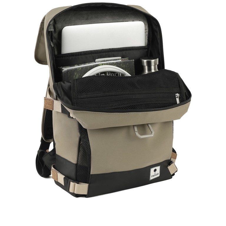 Rucksack Commuter mit Laptopfach 13 Zoll Sand, Farbe: beige, Marke: Faguo, EAN: 3666868053755, Abmessungen in cm: 27.5x43x11, Bild 6 von 8