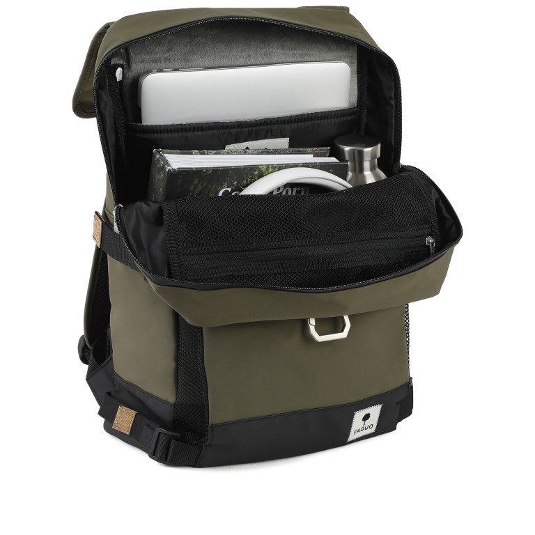 Rucksack Commuter mit Laptopfach 13 Zoll OLiv, Farbe: grün/oliv, Marke: Faguo, EAN: 3666868053779, Abmessungen in cm: 27.5x43x11, Bild 6 von 8