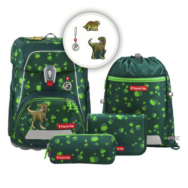 Schulranzen Fit Set 5-teilig Dino Targo, Farbe: grün/oliv, Marke: Step by Step, EAN: 4047443543899, Abmessungen in cm: 28x37.5x20, Bild 1 von 16