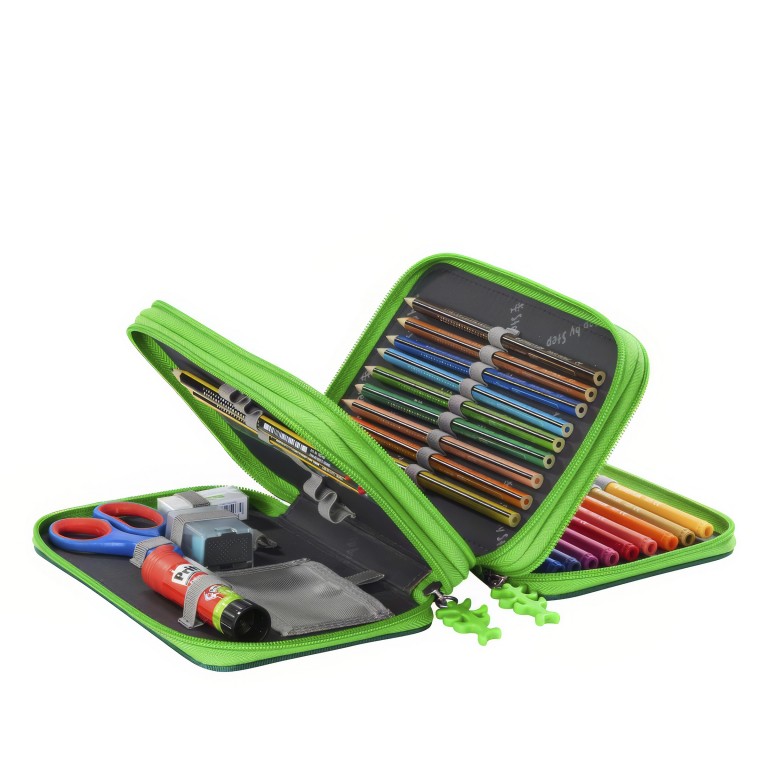 Stifteetui XXL Mäppchen Dino Targo, Farbe: grün/oliv, Marke: Step by Step, EAN: 4047443539502, Abmessungen in cm: 20x7x13, Bild 2 von 2