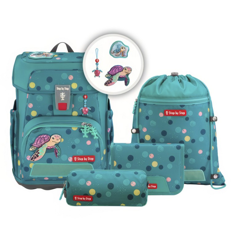 Schulranzen Cloud Set 5-teilig GREEN/Turtle Josie, Farbe: grün/oliv, Marke: Step by Step, EAN: 4047443539021, Abmessungen in cm: 28x37.5x20, Bild 1 von 14
