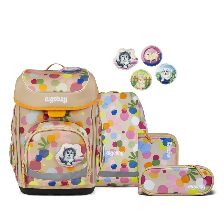 Schulranzen Cubo Set 5-teilig Modell 2026 FlowerpowBär, Farbe: beige, Marke: Ergobag, EAN: 4057081219483, Abmessungen in cm: 28x39x25, Bild 1 von 7