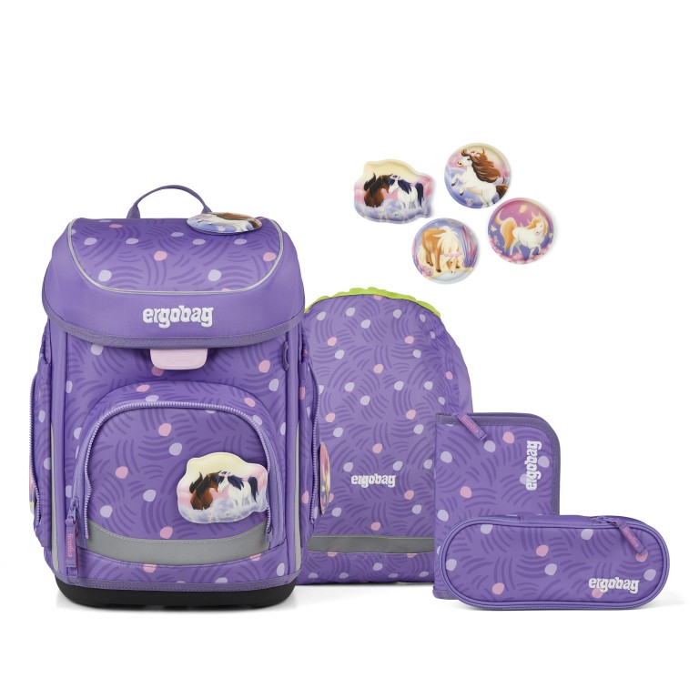 Schulranzen Cubo Set 5-teilig Modell 2026 PonyBäradies, Farbe: flieder/lila, Marke: Ergobag, EAN: 4057081219605, Abmessungen in cm: 28x39x25, Bild 1 von 7