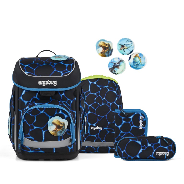 Schulranzen Cubo Color Flash Edition Set 5-teilig Modell 2026 Bärassic Garden, Farbe: blau/petrol, Marke: Ergobag, EAN: 4057081219544, Abmessungen in cm: 28x39x25, Bild 1 von 7
