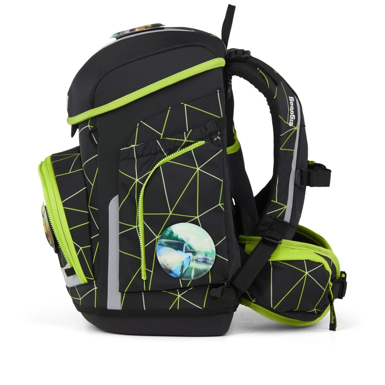 Schulranzen Cubo Color Flash Edition Set 5-teilig Modell 2026 CyBär Race, Farbe: schwarz, Marke: Ergobag, EAN: 4057081219513, Abmessungen in cm: 28x39x25, Bild 3 von 7