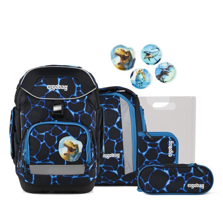 Schulranzen Pack Lumi Edition Set 6-teilig Modell 2025 DKLBLAU/Bärassic Garden, Farbe: blau/petrol, Marke: Ergobag, EAN: 4057081218356, Abmessungen in cm: 28x40x25, Bild 1 von 7