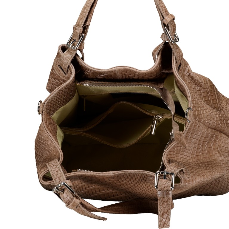 Handtasche Flechtprägung Taupe, Farbe: taupe/khaki, Marke: Hausfelder Manufaktur, EAN: 4065646028074, Abmessungen in cm: 32x30x16, Bild 7 von 7