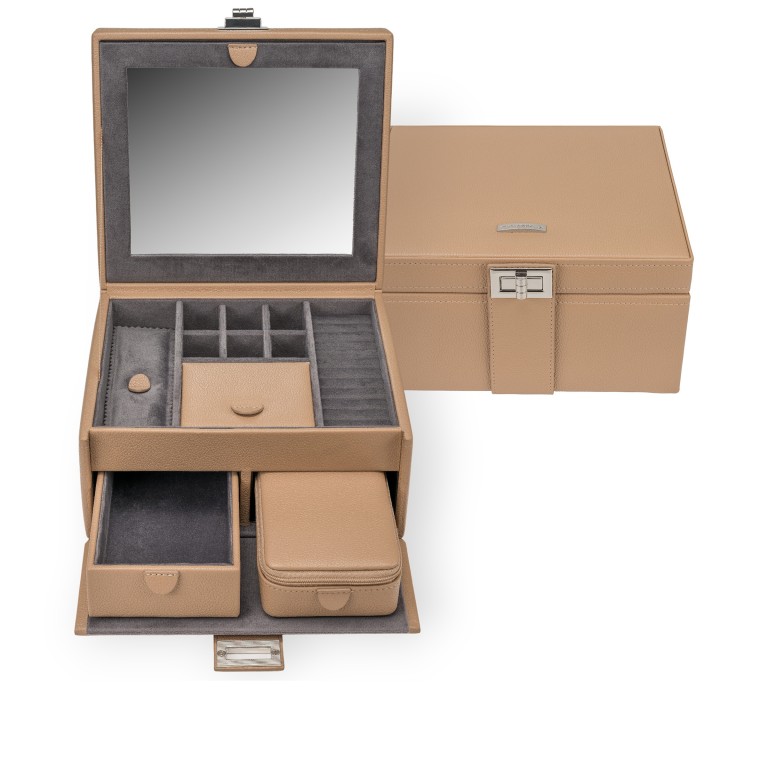 Schmuckkasten Marvella M 803980 Camel, Farbe: cognac, Marke: Windrose, EAN: 4031604015615, Abmessungen in cm: 21.5x20.5x11.5, Bild 1 von 9