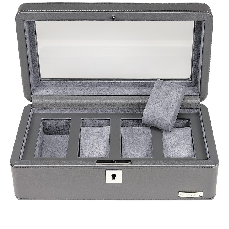 Uhrenkasten Tempora 804020 für vier Uhren Grau, Farbe: grau, Marke: Windrose, EAN: 4031604015394, Abmessungen in cm: 26.5x9.5x14.5, Bild 4 von 6