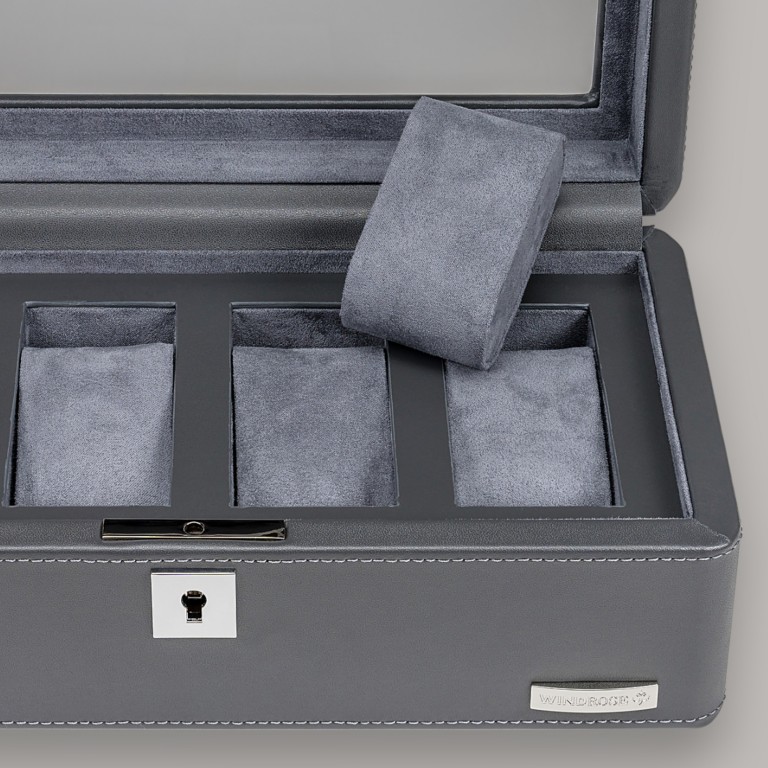 Uhrenkasten Tempora 804020 für vier Uhren Grau, Farbe: grau, Marke: Windrose, EAN: 4031604015394, Abmessungen in cm: 26.5x9.5x14.5, Bild 5 von 6