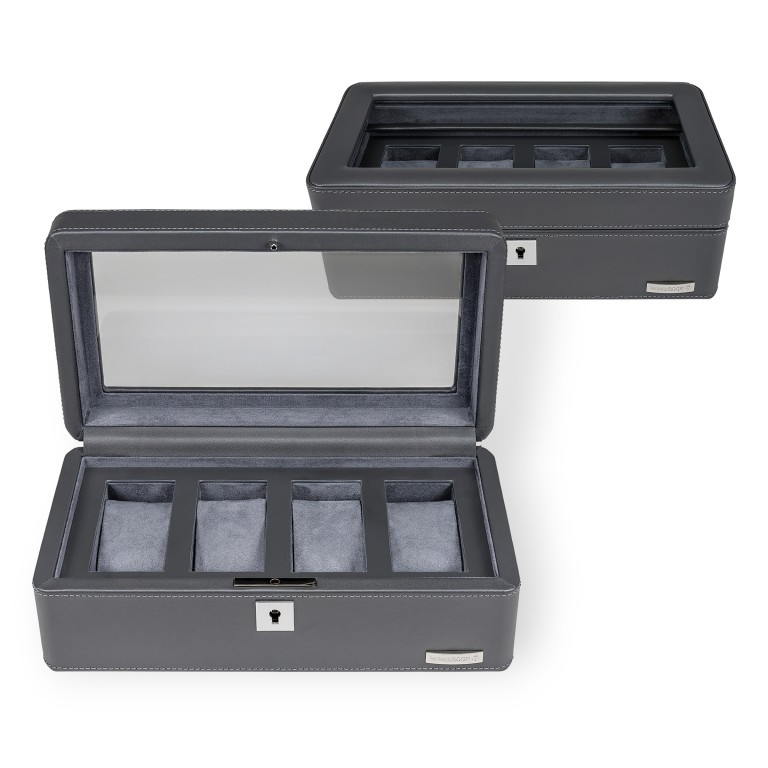 Uhrenkasten Tempora 804020 für vier Uhren Grau, Farbe: grau, Marke: Windrose, EAN: 4031604015394, Abmessungen in cm: 26.5x9.5x14.5, Bild 1 von 6