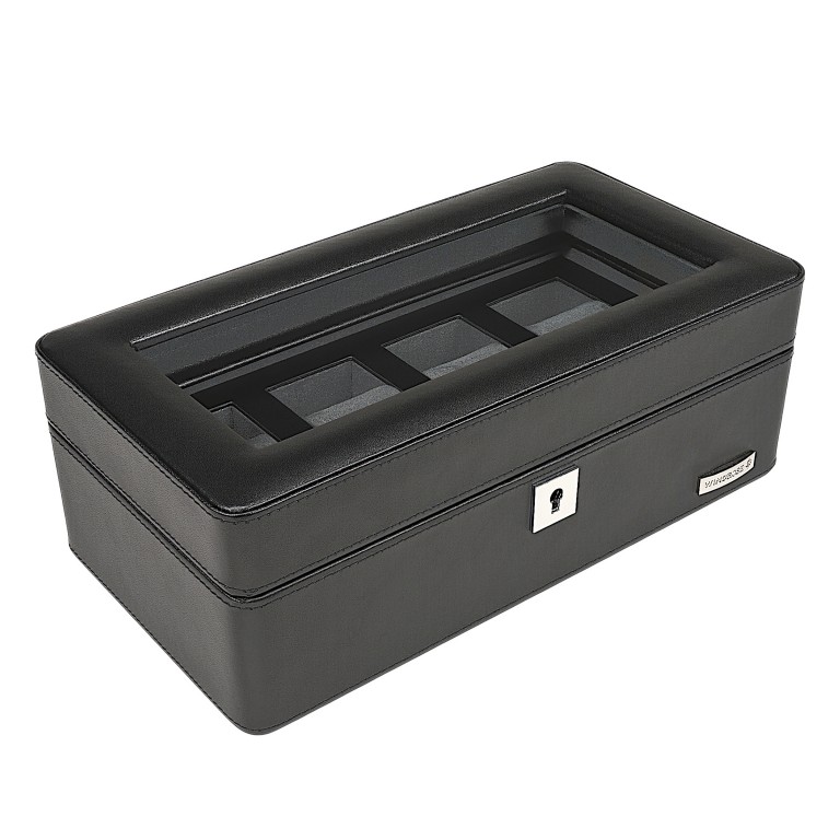 Uhrenkasten Tempora 804020 für vier Uhren Schwarz, Farbe: schwarz, Marke: Windrose, EAN: 4031604015424, Abmessungen in cm: 26.5x9.5x14.5, Bild 3 von 6