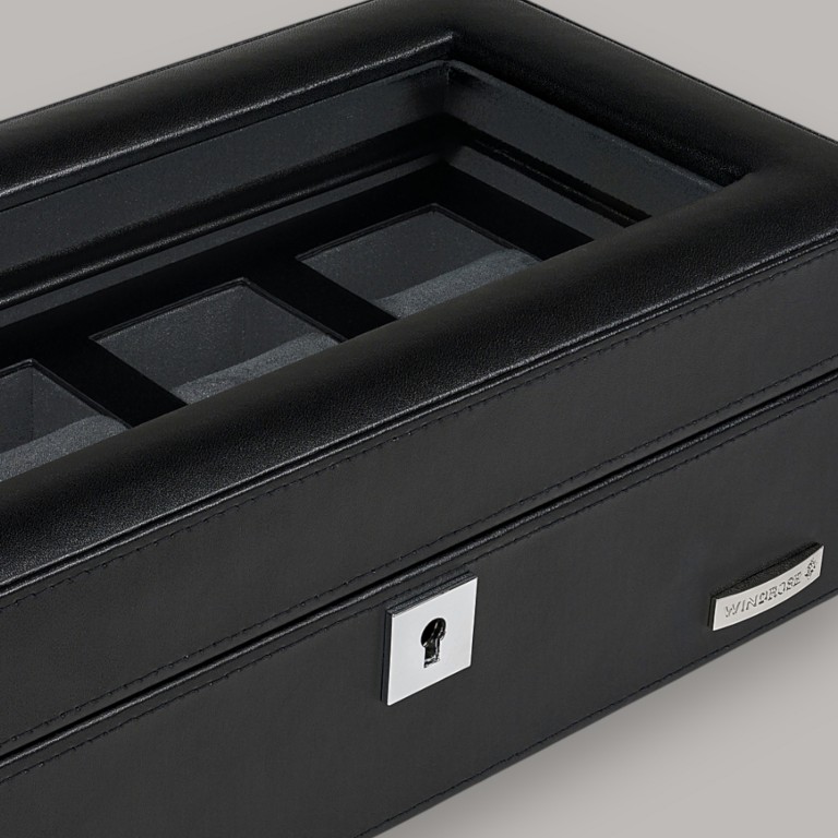 Uhrenkasten Tempora 804020 für vier Uhren Schwarz, Farbe: schwarz, Marke: Windrose, EAN: 4031604015424, Abmessungen in cm: 26.5x9.5x14.5, Bild 6 von 6