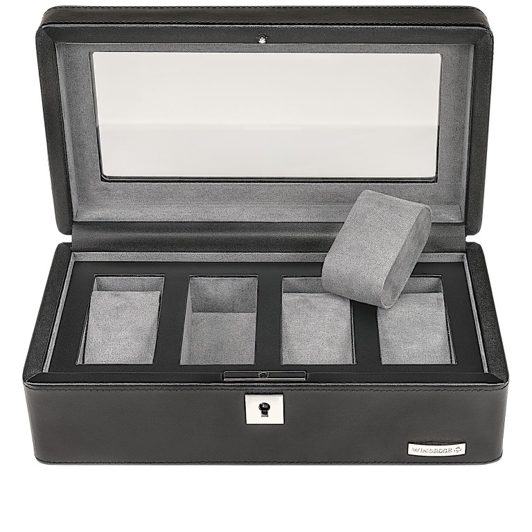 Uhrenkasten Tempora 804020 für vier Uhren Schwarz, Farbe: schwarz, Marke: Windrose, EAN: 4031604015424, Abmessungen in cm: 26.5x9.5x14.5, Bild 4 von 6