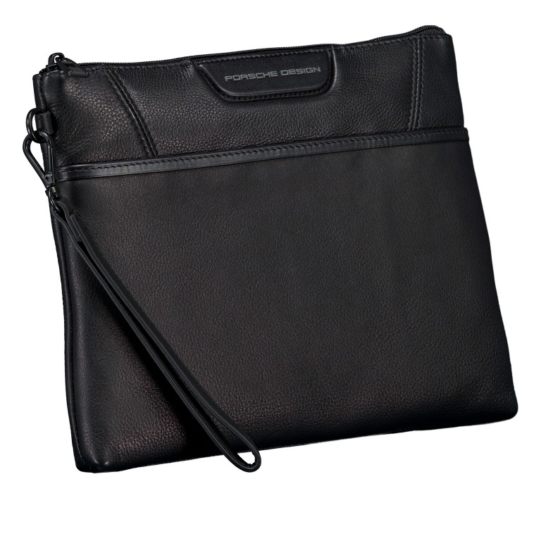 Handgelenktasche Roadster Leather Evo Clutch mit Griffschlaufe Black, Farbe: schwarz, Marke: Porsche Design, EAN: 4056487093871, Abmessungen in cm: 28x22x3, Bild 2 von 5