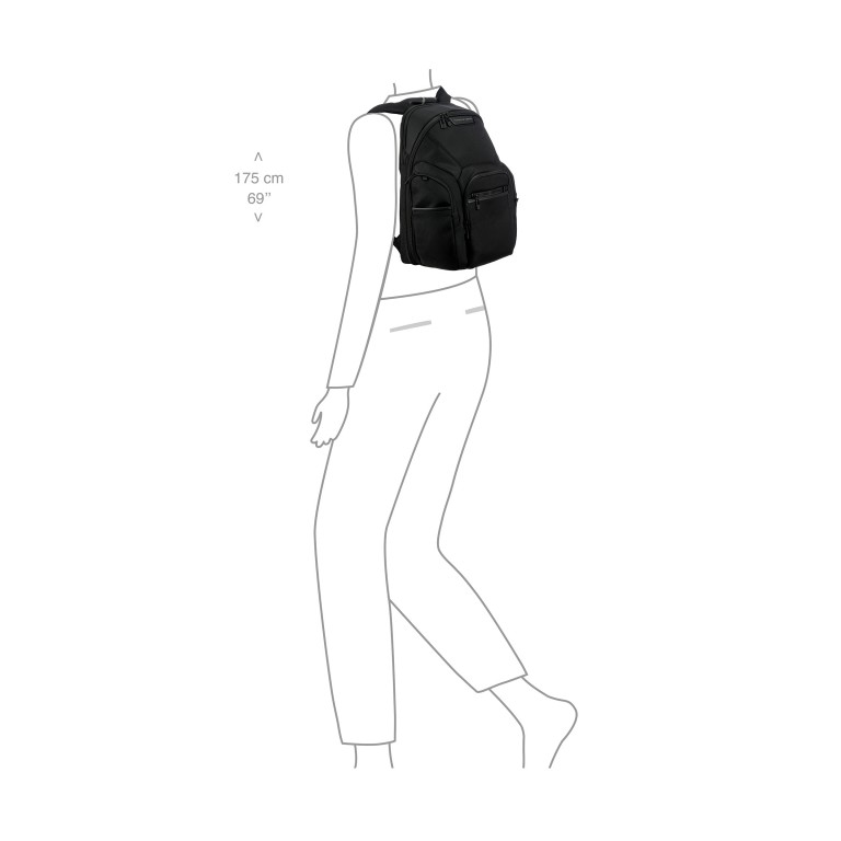 Rucksack Roadster Nylon Evo Backpack M Black, Farbe: schwarz, Marke: Porsche Design, EAN: 4056487110127, Abmessungen in cm: 33x40x19, Bild 5 von 9