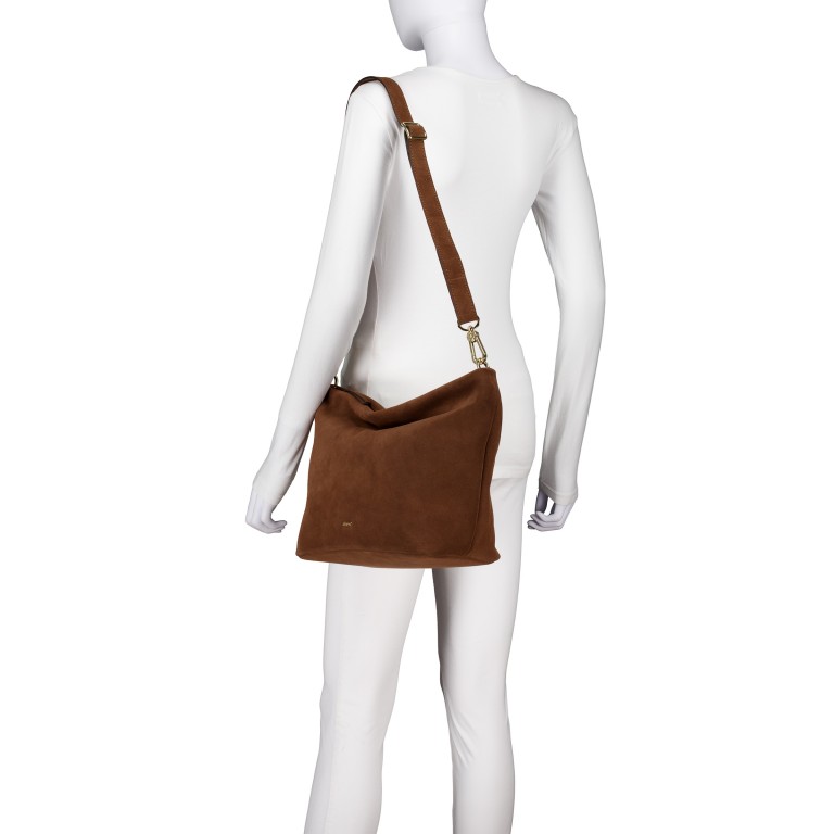 Beuteltasche Ebony Hobo Suede Wood, Farbe: braun, Marke: Abro, EAN: 4067278891774, Abmessungen in cm: 39x26x16, Bild 6 von 8