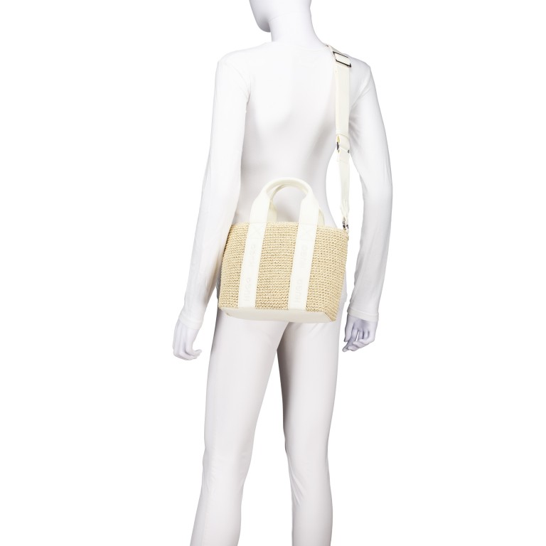 Handtasche Becky Tote Mini Straw Open White, Farbe: beige, Marke: HUGO, EAN: 4063548823230, Abmessungen in cm: 23.5x19x9.5, Bild 6 von 7