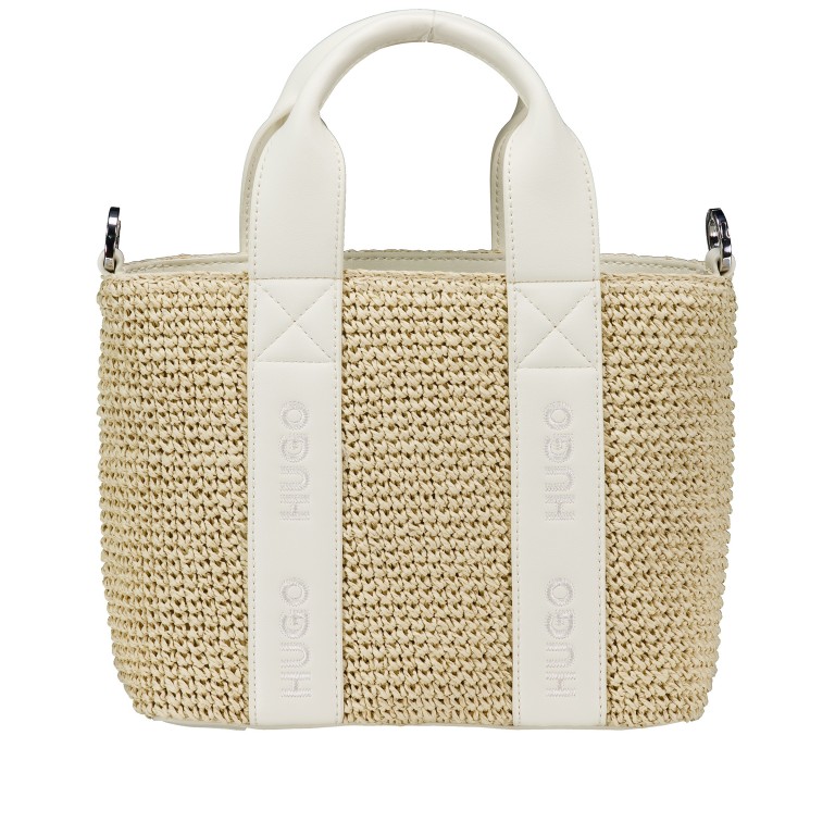 Handtasche Becky Tote Mini Straw Open White, Farbe: beige, Marke: HUGO, EAN: 4063548823230, Abmessungen in cm: 23.5x19x9.5, Bild 3 von 7