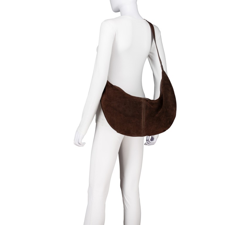 Beuteltasche Velours Dunkelbraun, Farbe: braun, Marke: Hausfelder Manufaktur, EAN: 4065646028555, Abmessungen in cm: 43x34x4.5, Bild 5 von 6