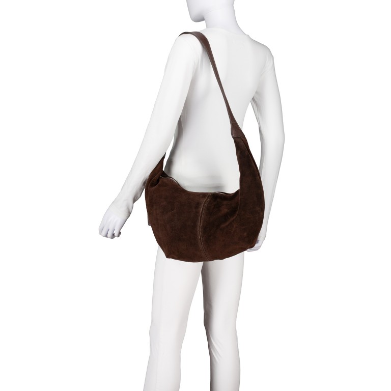 Beuteltasche Velours Dunkelbraun, Farbe: braun, Marke: Hausfelder Manufaktur, EAN: 4065646028555, Abmessungen in cm: 43x34x4.5, Bild 4 von 6