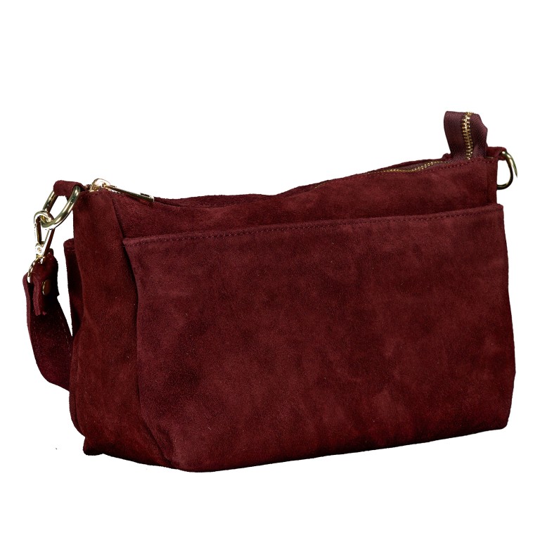 Umhängetasche Velours Weinrot, Farbe: rot/weinrot, Marke: Hausfelder Manufaktur, EAN: 4065646028609, Abmessungen in cm: 27x17x11, Bild 2 von 7