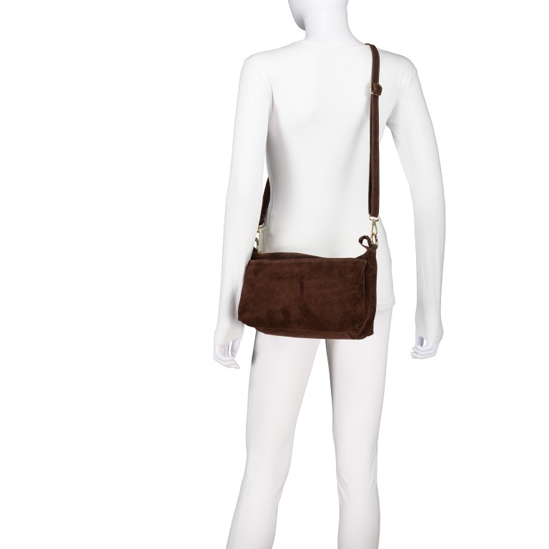 Umhängetasche Velours Dunkelbraun, Farbe: braun, Marke: Hausfelder Manufaktur, EAN: 4065646028616, Abmessungen in cm: 27x17x11, Bild 7 von 7