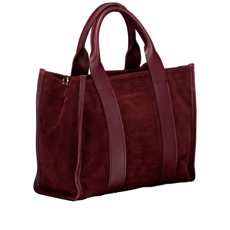 Handtasche Velours Weinrot, Farbe: rot/weinrot, Marke: Hausfelder Manufaktur, EAN: 4065646028647, Abmessungen in cm: 32x24.5x15, Bild 2 von 8