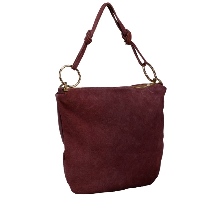 Beuteltasche Velours Weinrot, Farbe: rot/weinrot, Marke: Hausfelder Manufaktur, EAN: 4065646028654, Abmessungen in cm: 32.5x29x3, Bild 2 von 7