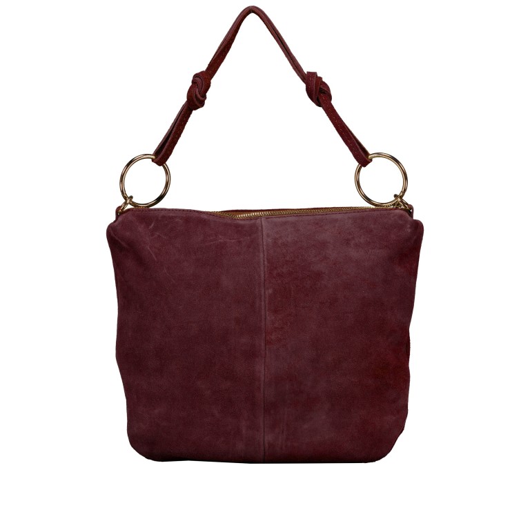 Beuteltasche Velours Weinrot, Farbe: rot/weinrot, Marke: Hausfelder Manufaktur, EAN: 4065646028654, Abmessungen in cm: 32.5x29x3, Bild 3 von 7