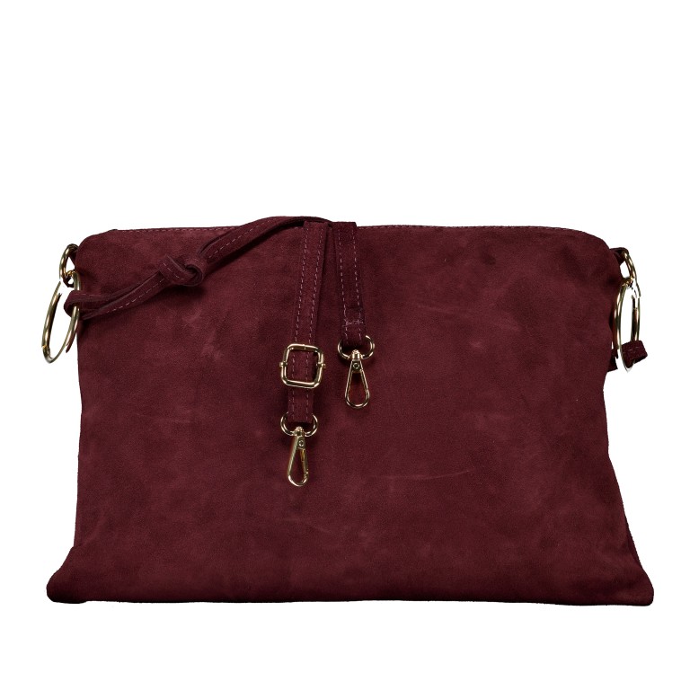 Umhängetasche Velours Weinrot, Farbe: rot/weinrot, Marke: Hausfelder Manufaktur, EAN: 4065646028661, Abmessungen in cm: 35x26x1.5, Bild 1 von 9