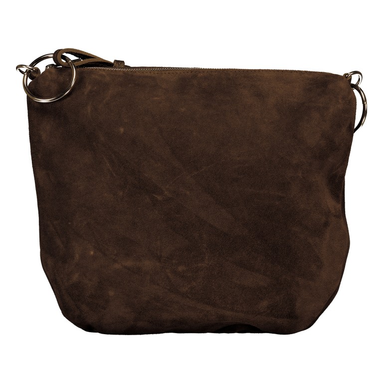 Beuteltasche Velours mit Goldfittings Dunkelbraun, Farbe: braun, Marke: Hausfelder Manufaktur, EAN: 4065646028685, Abmessungen in cm: 32.5x29x3, Bild 3 von 7